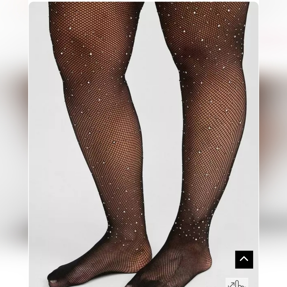 🆕️  PLUS SIZE RHINESTONE FISHNET TIGHTS - GOLD RHINESTONES